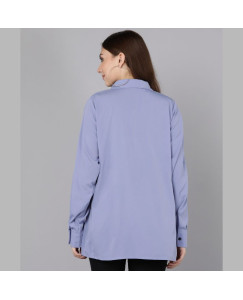 Women's Solid crepe Trendy shirt Sky Blue Solid